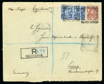 Stamp of Kenya, Uganda and Tanganyika » British East Africa 1900 (Oct 14) envelope sent registered from Machakos to Germany with 1896-1901 2 1/2a pair and 2a