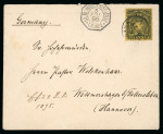 Stamp of Kenya, Uganda and Tanganyika » British East Africa 1895 (Jun 29) envelope from Mombasa to Germany with 1890-95 2 1/2a tied by Mombasa cds