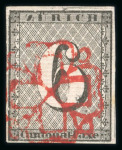Stamp of Switzerland / Schweiz » Kantonalmarken » Zürich 1846, Zürich 6 mit deutlichen waagerechten Unterdrucklinien, Type I, Position 76