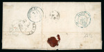 Stamp of Switzerland / Schweiz » Sitzende Helvetia Ungezähnt » Münchner Druck, 2. Auflage 1854 15 Rp. rot, 2. Münchner Druckperiode im Paar, auf Auslandsbrief von Ermatingen nach Montrouge (Frankreich)