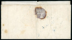 Stamp of Switzerland / Schweiz » Kantonalmarken » Genf 1851, grosser Adler gelbgrün auf Stadtfaltbrief von Genf, schön entwertet mit seltener schwarzer Genfer Gitterraute