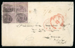 Stamp of Seychelles 1870 (Jun 7) envelope from Seychelles to Utah, USA, with Mauritius 1860-63 9d block of four