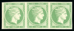 Stamp of Greece » Large Hermes Heads » 1861 Paris print 1861 5 lepta yellow green Paris print, mint h.r. horizontal strip of three