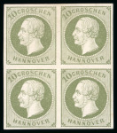 Stamp of German States » Hannover 1861 10gr dark olive-green mint block of four