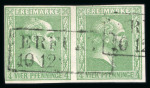 Stamp of German States » Prussia 1856 4pf green used pair with full to wide margins