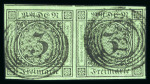 Stamp of German States » Hannover 1853 3kr black on green used pair