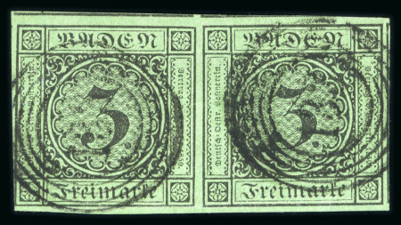 Stamp of German States » Hannover 1853 3kr black on green used pair