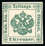 Stamp of Austria » Newspaper Stamps 1851 1851 Newspaper tax stamp 2kr deep green, type Ib, attractive mint example