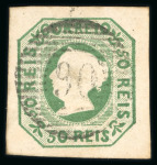 Stamp of Portugal 1853 50r green, four very attractive used singles