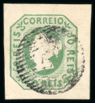 Stamp of Portugal 1853 50r green, four very attractive used singles