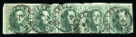 Stamp of Belgium 1861 1c green, attractive group of used stamps