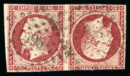 Stamp of France » Empire 1853-1862 1854, Napoléon non dentelé  Y&T n°17Af, 80c carmin