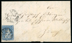 Stamp of Switzerland / Schweiz » Sitzende Helvetia Ungezähnt 4 Briefe, dabei 24B mit Bogenrand auf Brief von Chur nach Rheinfelden