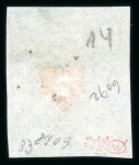 Stamp of Switzerland / Schweiz » Rayonmarken » Rayon I, dunkelblau ohne Kreuzeinfassung 1850, Rayon I ohne Kreuzeinfassung in der grauvioletten Nuance, Type 33, prachtvoll entwertet mit doppelt aufgesetzter Raute von Yverdon