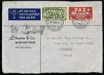 Stamp of Switzerland / Schweiz » Flugpost » Flugbriefe Pax 3 und 5 Fr., sehr farbfrisch und perfekt gezähnt, auf Flugbrief