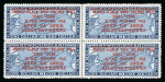 Stamp of Canada » Newfoundland World Class Airmail Rarity - 1932 (May 19) $1.50 on $1 deep blue "Dornier DO-X" with surcharge inverted in mint n.h. block of four