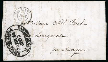 Stamp of Switzerland / Schweiz » Vorphilatelie Schweiz 1841, Brief aus dem Camp de Bière nach Longerie près Morges, portofrei verwendet