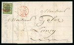 Stamp of Switzerland / Schweiz » Kantonalmarken » Genf 1847, grosser Adler gelbgrün, auf Faltbrief von Genf nach Lancy
