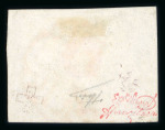 Stamp of Switzerland / Schweiz » "Waadt", "Neuenburg", "Winterthur" 1849, Waadt 4, zentrisch entwertet mit roter Genfer Rosette (AW5)