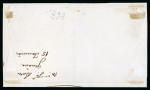 Stamp of Switzerland / Schweiz » Kantonalmarken » Genf 1848, grosser Adler gelbgrün, auf dekorativem Briefumschlag von Genf nach Carouge, zentrisch entwertet mit voll aufgesetzter roter Genfer Rosette (AW2)