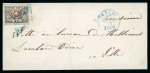 Stamp of Switzerland / Schweiz » "Waadt", "Neuenburg", "Winterthur" 1850, Waadt 5 in der tiefschwarzen Nuance, auf lokalem Umschlag von Genf, kontrastreich entwertet mit übergehender blauer eidgenössischer Raute