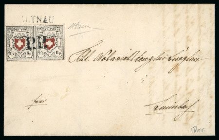 Stamp of Switzerland / Schweiz » Orts-Post und Poste Locale Orts-Post ohne Kreuzeinfassung im Paar, Typen 3-4, auf Faltbrief von St. Altnau nach Leimbach