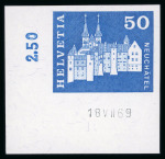 Stamp of Switzerland / Schweiz » Schweiz ab 1907 1969, Baudenkmal Neuenburg mit Abart ungezähnt