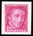 Stamp of Switzerland / Schweiz » Pro Juventute 1927, Pestalozzi Probedrucke grün, lila und violett