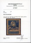 Stamp of Switzerland / Schweiz » Ämtermarken 1932, Société des Nations Tellbrustbild 30 Rp. blau auf geriffeltem Papier, ungebraucht mit vollem Originalgummi