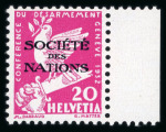 Stamp of Switzerland / Schweiz » Ämtermarken 1932, Société des Nations Abrüstungskonferenz, kompletter Satz von 5 Rp. bis 1 Fr, ungebraucht mit vollem Originalgummi