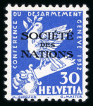 Stamp of Switzerland / Schweiz » Ämtermarken 1932, Société des Nations Abrüstungskonferenz, kompletter Satz von 5 Rp. bis 1 Fr, ungebraucht mit vollem Originalgummi