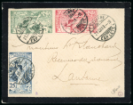 Stamp of Switzerland / Schweiz » Weltpostverein UPU 1900, UPU Serie 5, 10 und 25 Rp. der 3., nachgravierten Platte, auf Todesanzeige an den receveur des Douanes in Lausanne