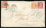 Stamp of Egypt » French Post Offices » Alexandria 1867 (Jul 18) envelope from Alexandria to Switzerland, franked with 1854 Empire 80c imperf., 1862 40c orange perf. and Swiss 10rp