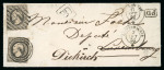Stamp of Luxembourg 1856 (Oct 7) small envelope from Grevenmacher to Luxembourg franked 10c grey-black