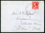 Stamp of United States » 1890-1893 Small Banknotes 1891 (May 18) envelope to Detroit franked 2c Washington tied good strike of violet Fort Stanton N.M. duplex