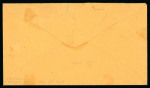 Stamp of United States » 1861-1866 issue 1860s local manilla envelope to Omaha City franked 3c Washington dull red tied five ring target