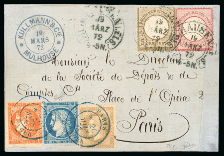 Stamp of France » Lettres Classiques 1872, Affranchissement mixte franco-allemand sur devant