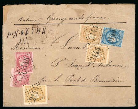 Stamp of France » Lettres Classiques 1871, Lettre chargée de Lyon pour St Jean d'Avelanne