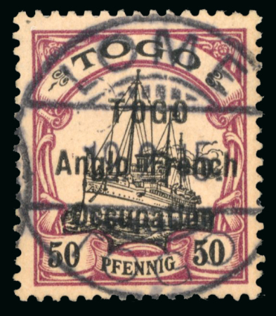Stamp of Colonies françaises » Togo 1914,  type Hohenzollern Y&T n°39, 50 pf lilas-pourpre