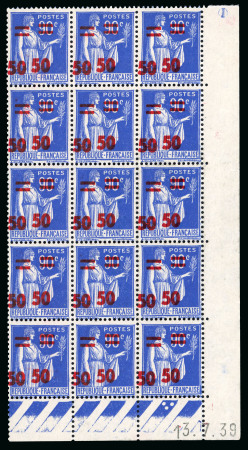 Stamp of France » Variétés et curiosités 1940, Paix Y&T n°482, 50c sur 90c outremer, exceptionnel