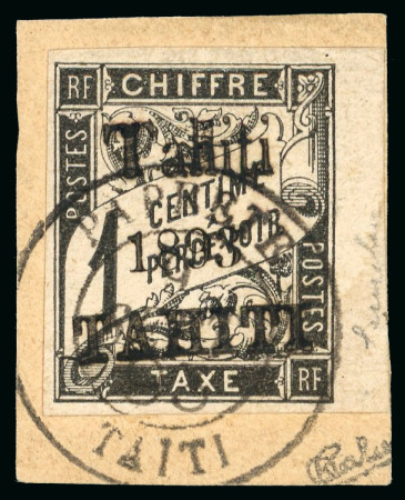Stamp of Colonies françaises » Tahiti 1893, Y&T n°28, rarissime timbre taxe des colonies