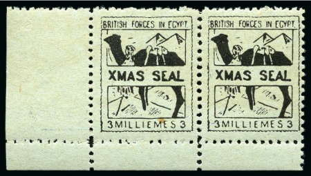 1932 3m black on azure greyish paper imperforate essay in vertical tête-bêche pair