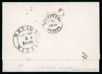 Stamp of Russia » Russia Imperial 1857-58 First Issues Arms 10k brown & blue (St. 1) 1857 10k brown and blue tied by pen-cross cancel on 1858 (Feb 28) folded entire from Mitau (Jerlava, Latvia)