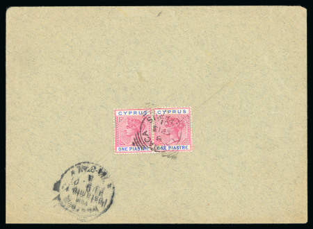 Stamp of Cyprus » Queen Victoria Keyplate Issues 1901 (Sep 13) Envelope from Larnaca to German franked on the reverse with pair of 1894-96 1pi
