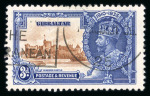 Stamp of Gibraltar 1935 Silver Jubilee 3d with variety "extra flagstaff", used
