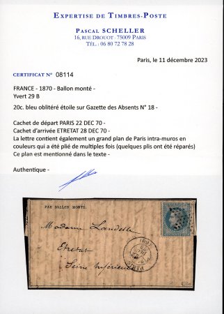 1870, Gazette des Absents n°18 avec supplément le plan