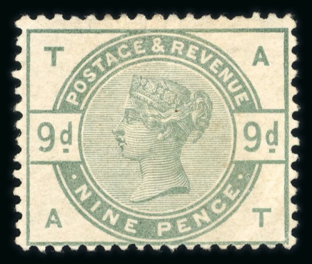 Stamp of Great Britain » 1855-1900 Surface Printed » 1883-84 Lilac & Green Issue 1883-84 9d green mint o.g., fine (S.G. £1'250).