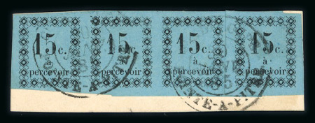 Stamp of Colonies françaises » Guadeloupe 1879, chiffre taxe 15 centimes noir sur bleu pale YT