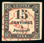 Stamp of France » Timbres-Taxe 1863, timbre taxe non-dentelé Y&T n° 3, 15c typographique