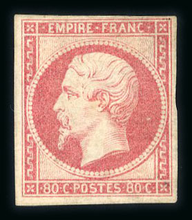 Stamp of France » Empire 1853-1862 1859,  Napoléon III 80 centimes rose  n°17B (*), cote